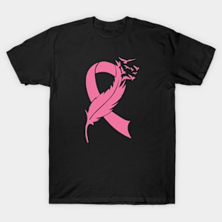 Feather Pink Breast Cancer gift T-Shirt